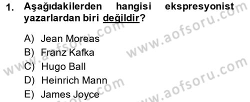 Batı Edebiyatında Akımlar 2 Dersi 2013 - 2014 Yılı (Final) Dönem Sonu Sınav Soruları 1. Soru