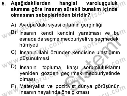 Batı Edebiyatında Akımlar 2 Dersi 2013 - 2014 Yılı (Final) Dönem Sonu Sınav Soruları 5. Soru