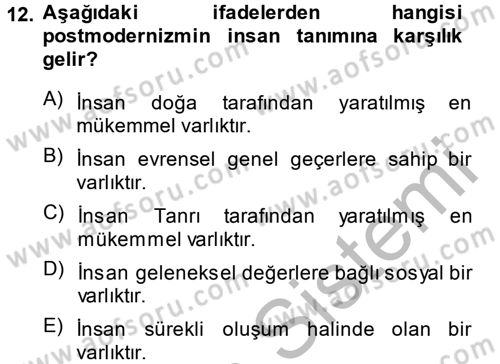 Batı Edebiyatında Akımlar 2 Dersi 2014 - 2015 Yılı (Final) Dönem Sonu Sınav Soruları 12. Soru