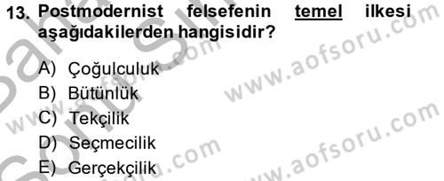Batı Edebiyatında Akımlar 2 Dersi 2014 - 2015 Yılı (Final) Dönem Sonu Sınav Soruları 13. Soru