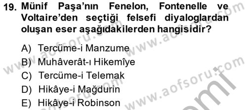Batı Edebiyatında Akımlar 2 Dersi 2014 - 2015 Yılı (Final) Dönem Sonu Sınav Soruları 19. Soru