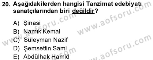 Batı Edebiyatında Akımlar 2 Dersi 2014 - 2015 Yılı (Final) Dönem Sonu Sınav Soruları 20. Soru