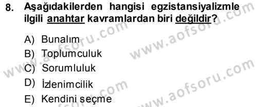 Batı Edebiyatında Akımlar 2 Dersi 2014 - 2015 Yılı (Final) Dönem Sonu Sınav Soruları 8. Soru