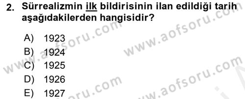 Batı Edebiyatında Akımlar 2 Dersi 2015 - 2016 Yılı (Vize) Ara Sınav Soruları 2. Soru