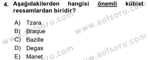 Batı Edebiyatında Akımlar 2 Dersi 2015 - 2016 Yılı (Vize) Ara Sınav Soruları 4. Soru