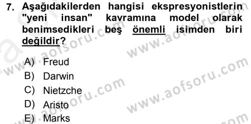 Batı Edebiyatında Akımlar 2 Dersi 2015 - 2016 Yılı (Vize) Ara Sınav Soruları 7. Soru