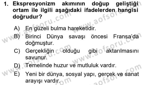 Batı Edebiyatında Akımlar 2 Dersi 2015 - 2016 Yılı (Final) Dönem Sonu Sınav Soruları 1. Soru