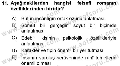 Batı Edebiyatında Akımlar 2 Dersi 2015 - 2016 Yılı (Final) Dönem Sonu Sınav Soruları 11. Soru
