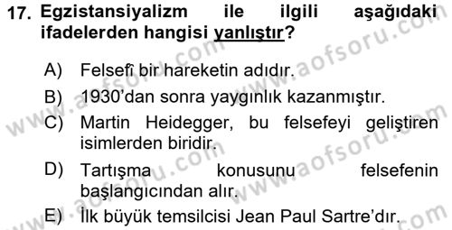 Batı Edebiyatında Akımlar 2 Dersi 2015 - 2016 Yılı (Final) Dönem Sonu Sınav Soruları 17. Soru