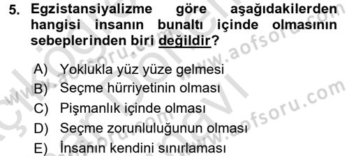 Batı Edebiyatında Akımlar 2 Dersi 2015 - 2016 Yılı (Final) Dönem Sonu Sınav Soruları 5. Soru