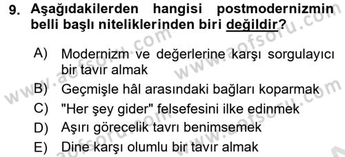 Batı Edebiyatında Akımlar 2 Dersi 2015 - 2016 Yılı (Final) Dönem Sonu Sınav Soruları 9. Soru