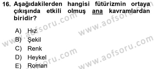 Batı Edebiyatında Akımlar 2 Dersi 2016 - 2017 Yılı (Vize) Ara Sınav Soruları 16. Soru