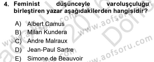 Batı Edebiyatında Akımlar 2 Dersi 2016 - 2017 Yılı (Final) Dönem Sonu Sınav Soruları 4. Soru