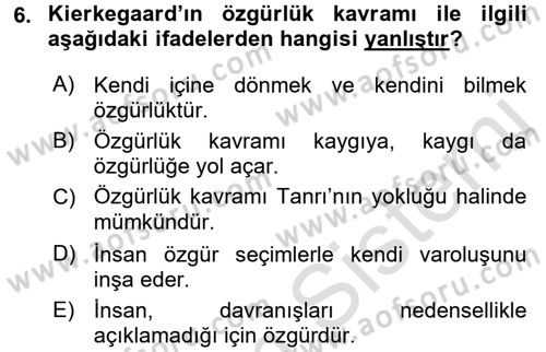 Batı Edebiyatında Akımlar 2 Dersi 2016 - 2017 Yılı (Final) Dönem Sonu Sınav Soruları 6. Soru