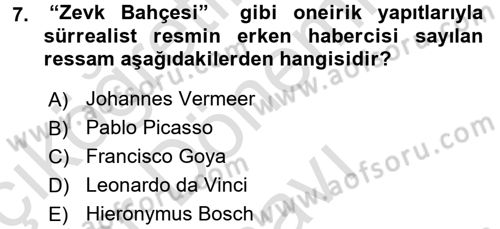 Batı Edebiyatında Akımlar 2 Dersi 2016 - 2017 Yılı (Final) Dönem Sonu Sınav Soruları 7. Soru
