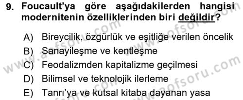 Batı Edebiyatında Akımlar 2 Dersi 2016 - 2017 Yılı (Final) Dönem Sonu Sınav Soruları 9. Soru
