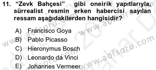 Batı Edebiyatında Akımlar 2 Dersi 2017 - 2018 Yılı (Vize) Ara Sınavı 11. Soru