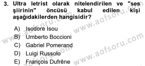 Batı Edebiyatında Akımlar 2 Dersi 2017 - 2018 Yılı (Final) Dönem Sonu Sınav Soruları 3. Soru