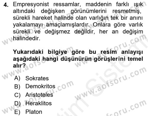 Batı Edebiyatında Akımlar 2 Dersi 2018 - 2019 Yılı (Vize) Ara Sınav Soruları 4. Soru