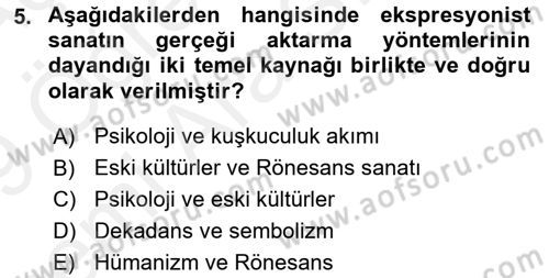 Batı Edebiyatında Akımlar 2 Dersi 2018 - 2019 Yılı (Vize) Ara Sınav Soruları 5. Soru