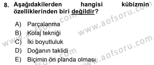 Batı Edebiyatında Akımlar 2 Dersi 2018 - 2019 Yılı (Vize) Ara Sınav Soruları 8. Soru