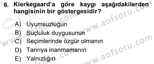 Batı Edebiyatında Akımlar 2 Dersi 2018 - 2019 Yılı (Final) Dönem Sonu Sınav Soruları 6. Soru