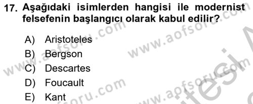 Batı Edebiyatında Akımlar 2 Dersi 2018 - 2019 Yılı Yaz Okulu Sınav Soruları 17. Soru