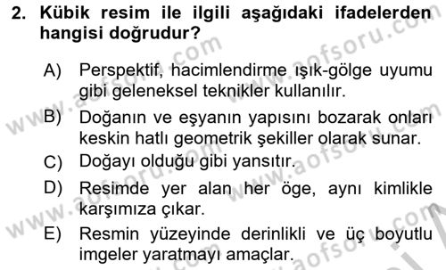 Batı Edebiyatında Akımlar 2 Dersi 2018 - 2019 Yılı Yaz Okulu Sınav Soruları 2. Soru