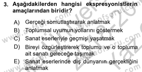 Batı Edebiyatında Akımlar 2 Dersi 2018 - 2019 Yılı Yaz Okulu Sınav Soruları 3. Soru