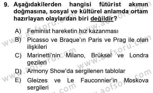 Batı Edebiyatında Akımlar 2 Dersi 2018 - 2019 Yılı Yaz Okulu Sınav Soruları 9. Soru