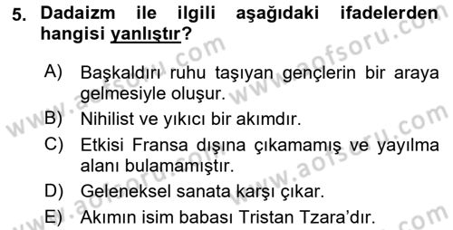 Batı Edebiyatında Akımlar 2 Dersi 2020 - 2021 Yılı Yaz Okulu Sınav Soruları 5. Soru