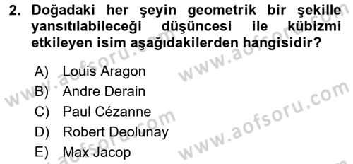Batı Edebiyatında Akımlar 2 Dersi 2021 - 2022 Yılı (Final) Dönem Sonu Sınav Soruları 2. Soru