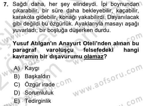 Batı Edebiyatında Akımlar 2 Dersi 2021 - 2022 Yılı (Final) Dönem Sonu Sınav Soruları 7. Soru
