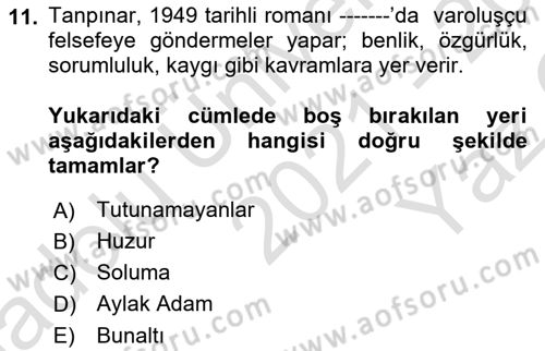 Batı Edebiyatında Akımlar 2 Dersi 2021 - 2022 Yılı Yaz Okulu Sınav Soruları 11. Soru