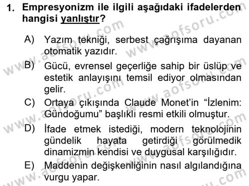 Batı Edebiyatında Akımlar 2 Dersi 2022 - 2023 Yılı Yaz Okulu Sınav Soruları 1. Soru
