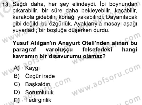 Batı Edebiyatında Akımlar 2 Dersi 2022 - 2023 Yılı Yaz Okulu Sınav Soruları 13. Soru
