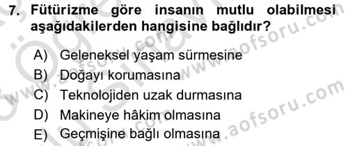 Batı Edebiyatında Akımlar 2 Dersi 2022 - 2023 Yılı Yaz Okulu Sınav Soruları 7. Soru