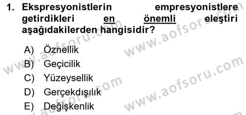 Batı Edebiyatında Akımlar 2 Dersi 2023 - 2024 Yılı (Vize) Ara Sınav Soruları 1. Soru