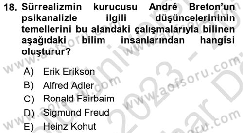 Batı Edebiyatında Akımlar 2 Dersi 2023 - 2024 Yılı (Vize) Ara Sınav Soruları 18. Soru