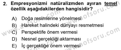 Batı Edebiyatında Akımlar 2 Dersi 2023 - 2024 Yılı (Vize) Ara Sınav Soruları 2. Soru
