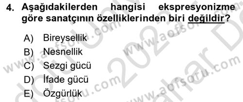 Batı Edebiyatında Akımlar 2 Dersi 2023 - 2024 Yılı (Vize) Ara Sınav Soruları 4. Soru