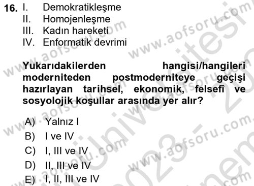 Batı Edebiyatında Akımlar 2 Dersi 2023 - 2024 Yılı (Final) Dönem Sonu Sınav Soruları 16. Soru