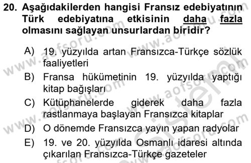 Batı Edebiyatında Akımlar 2 Dersi 2023 - 2024 Yılı Yaz Okulu Sınav Soruları 20. Soru