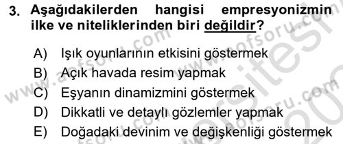 Batı Edebiyatında Akımlar 2 Dersi 2023 - 2024 Yılı Yaz Okulu Sınav Soruları 3. Soru