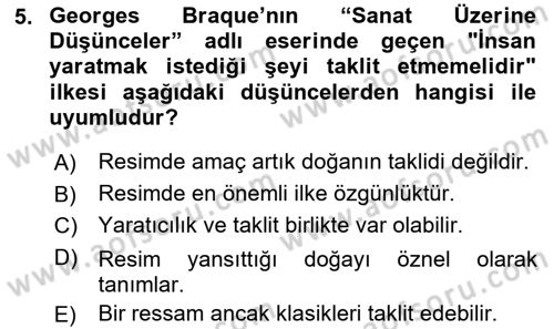Batı Edebiyatında Akımlar 2 Dersi 2023 - 2024 Yılı Yaz Okulu Sınav Soruları 5. Soru