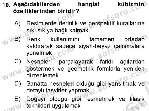 Batı Edebiyatında Akımlar 2 Dersi 2024 - 2025 Yılı (Vize) Ara Sınav Soruları 10. Soru