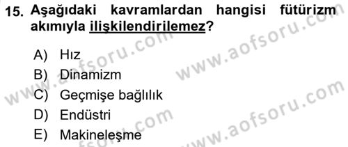 Batı Edebiyatında Akımlar 2 Dersi 2024 - 2025 Yılı (Vize) Ara Sınav Soruları 15. Soru