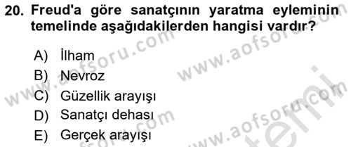 Batı Edebiyatında Akımlar 2 Dersi 2024 - 2025 Yılı (Vize) Ara Sınav Soruları 20. Soru