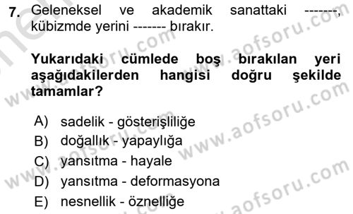 Batı Edebiyatında Akımlar 2 Dersi 2024 - 2025 Yılı (Vize) Ara Sınav Soruları 7. Soru