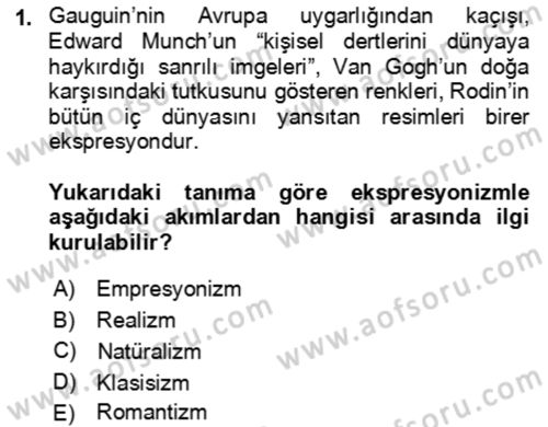 Batı Edebiyatında Akımlar 2 Dersi 2024 - 2025 Yılı Yaz Okulu Sınav Soruları 1. Soru